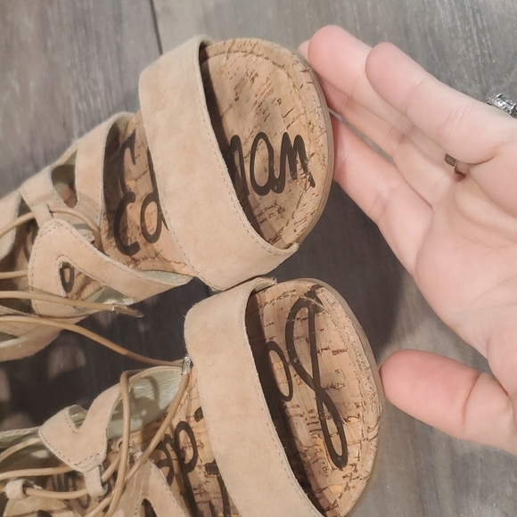 Sam Edelman Dean Suede back zip lace up sandals shoes flats sz 8 - Picture 4 of 14